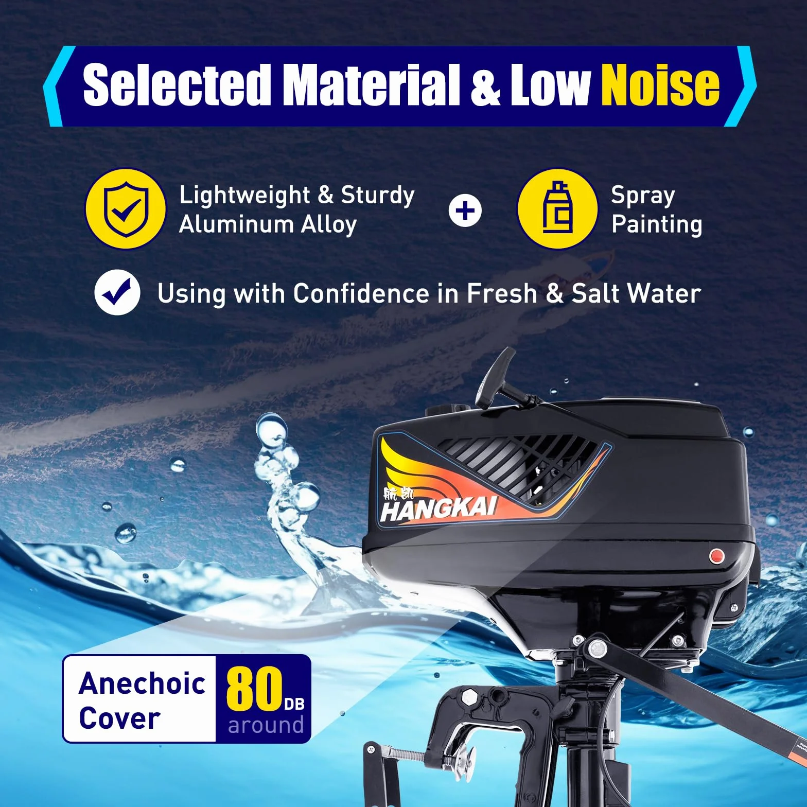 Motore Fuoribordo 2 Tempi 3,6 cv | a Albero Corto | Avviamento Manuale | Cilindrata 55cc | Metà Ad Acqua Metà Ad Aria | Adatto a Imbarcazioni Con Altezza Di Poppa ≤ 42cm