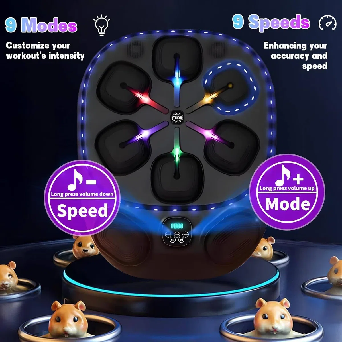 Music Boxing Machine - Sacco da boxe da parete con 8 zone di destinazione, sincronizzazione smartphone, contatore LED e design portatile per allenamento in palestra a casa