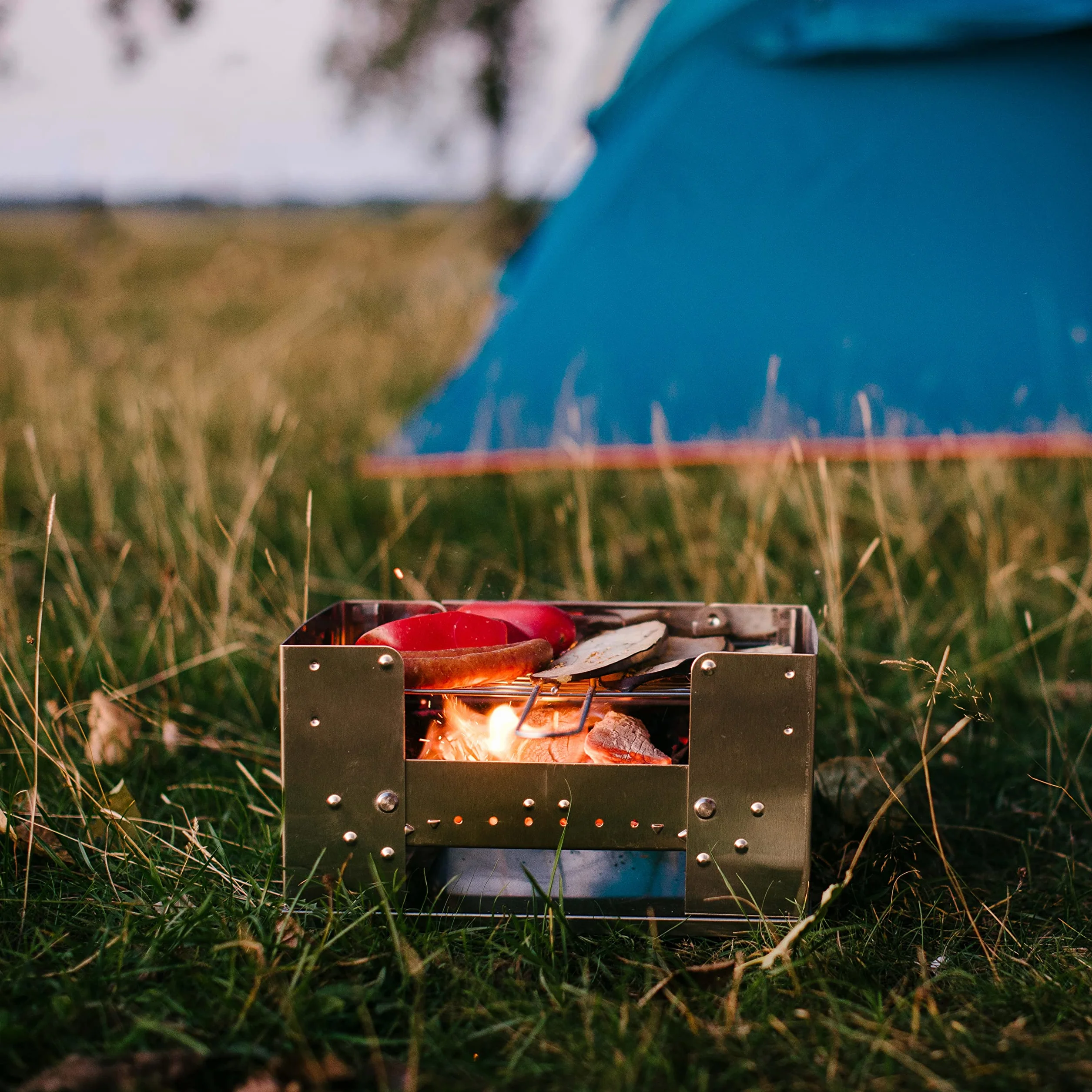 Esbit Griglia a Carbonella BBQ300S | Acciaio Inox | 3 Niveles | Cucina da Trekking | Accamparsi | Grigliate all'aperto
