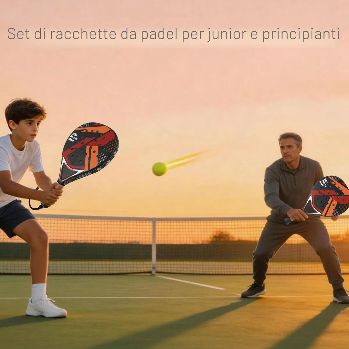Raquette de Padel per Principianti Racchetta Padel Leggera 330 g Superficie ABS Impugnatura Antiscivolo Laccio di Sicurezza Regolabile Ideale per Allenamento e Partite