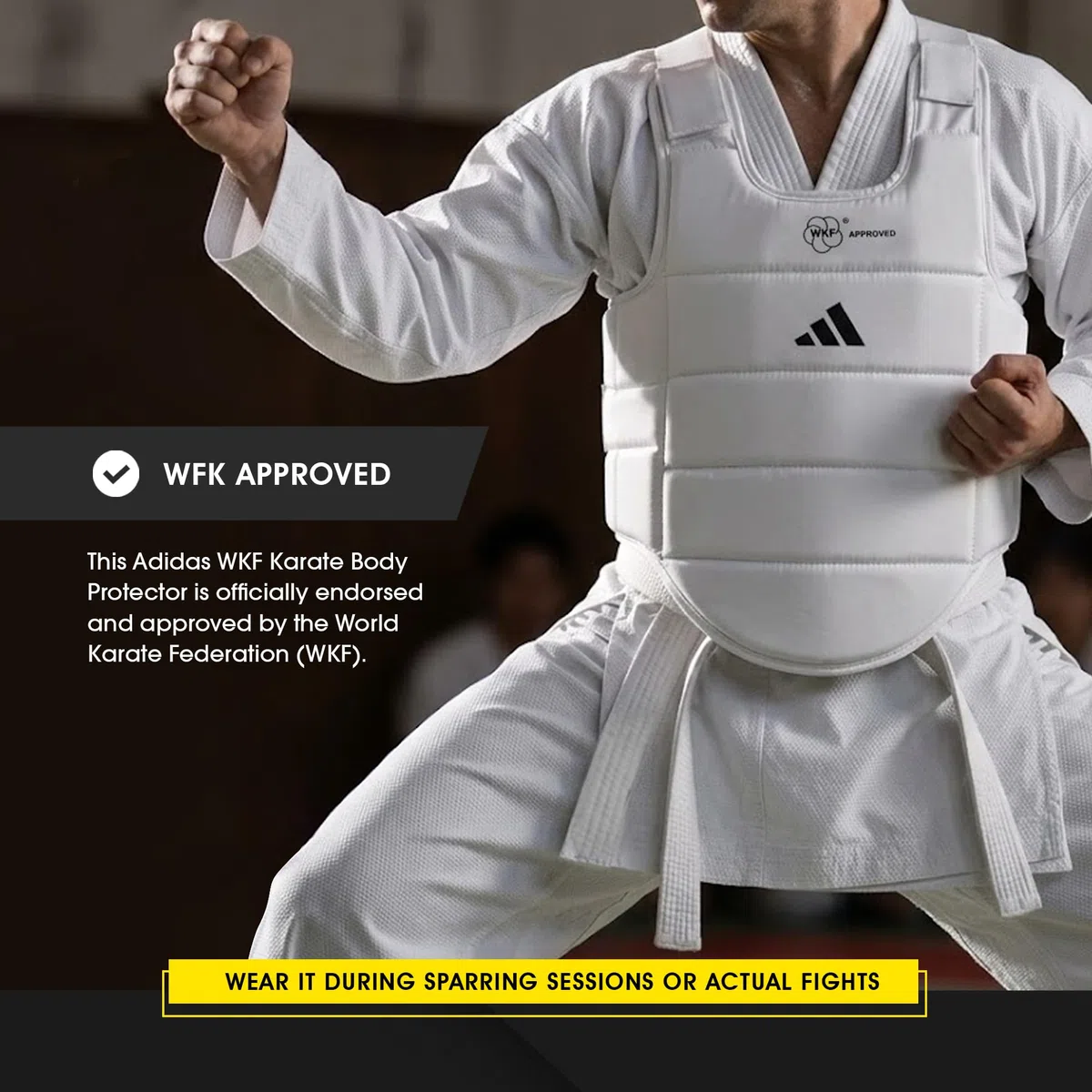 adidas Karate, protezione per il petto, per adulti, bambini, uomini, donne, approvata dalla WKF