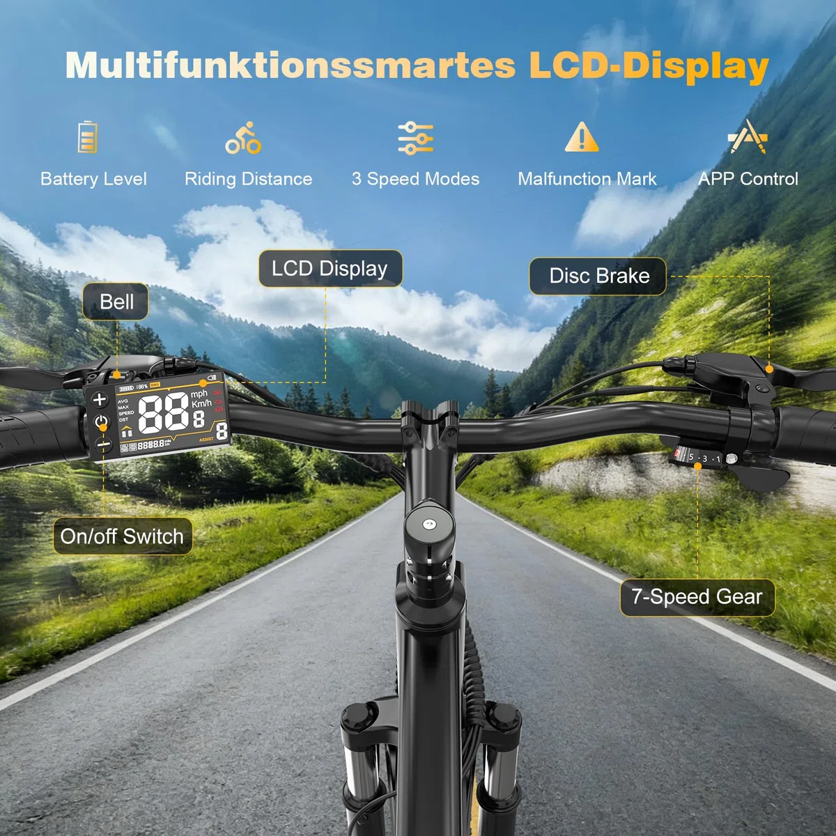 EVERCROSS EK15 Bicicletta Elettrica per Adulti, E-bike 27,5'' con Pedalata - APP, Motore 250W, Batteria 36V 13Ah, 15/20/25 km/h, Cambio a 7 Velocità, Bici Elettrica Urbane Montagna per Unisex