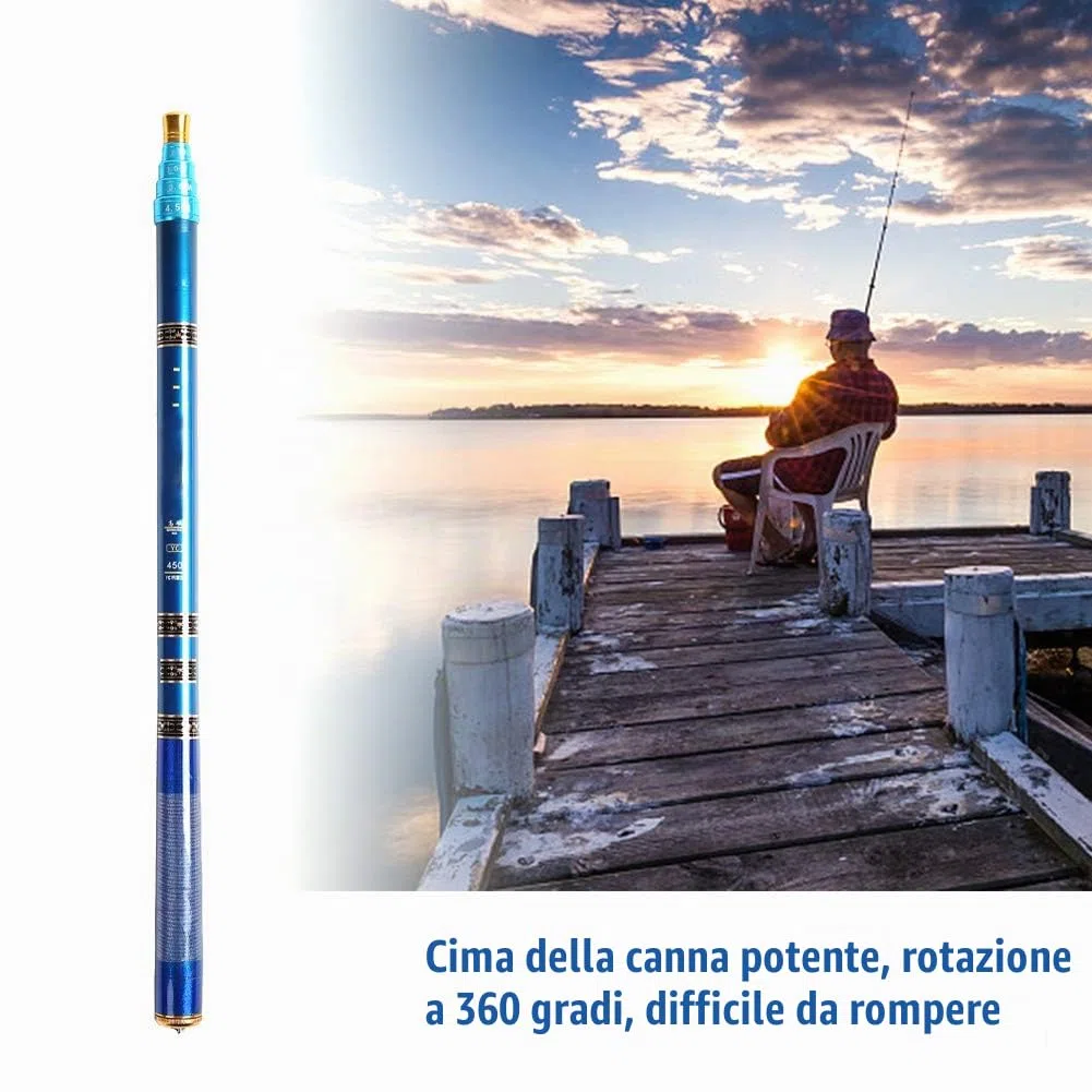 Alomejor Canna da Pesca Telescopica in Fibra di Carbonio Canna da Pesca Ultraleggera da Viaggio per Pesca in Acqua Salata