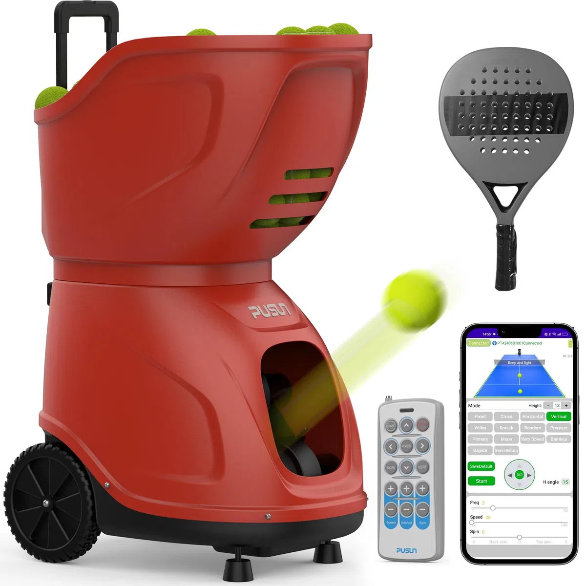fessional Padel Ball Machine Elite - AI Smart Control, Lanciatore di Palline Automatico Premium, Allenamento Professionale da solista, capacità 150+, Struttura di Livello aerospaziale, durat