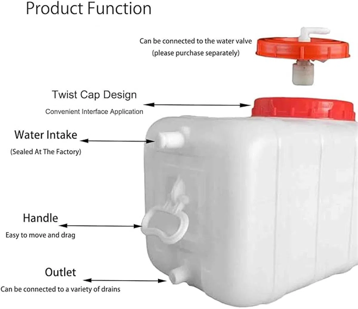 Secchio Acqua Domestico 50L/100L/150L/200L,Contenitore Campeggio Portatile con Rubinetto, Serbatoio All'aperto, Rettangolare Adatto for Auto Viaggio sul Campo(White,50L)