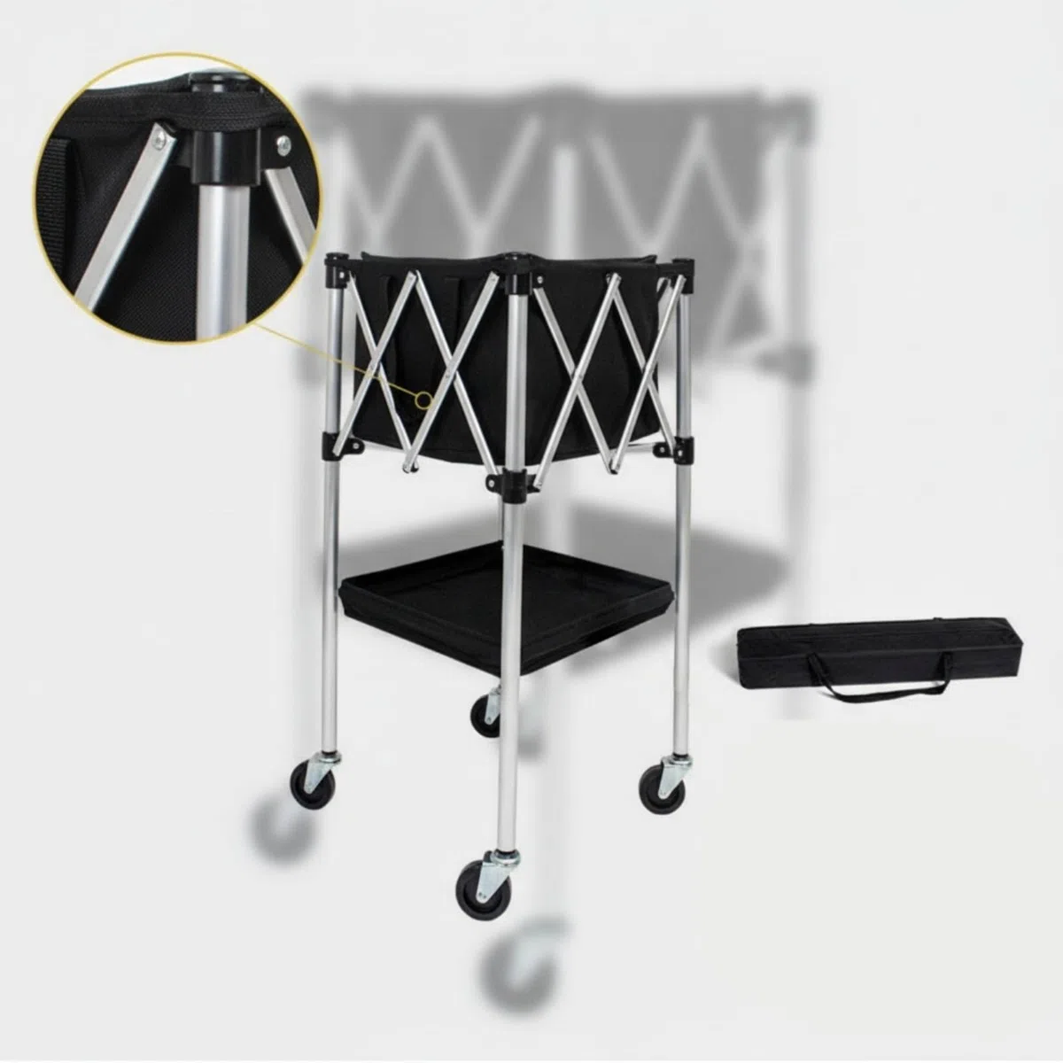 Carrello Porta Palloni Pieghevole Contenitore Cesto Attrezzatura in Lega di Alluminio Struttura, Carrello Da Tennis Modello C Piccolo + Borsa Portaoggetti [Telaio In Lega Di Alluminio]