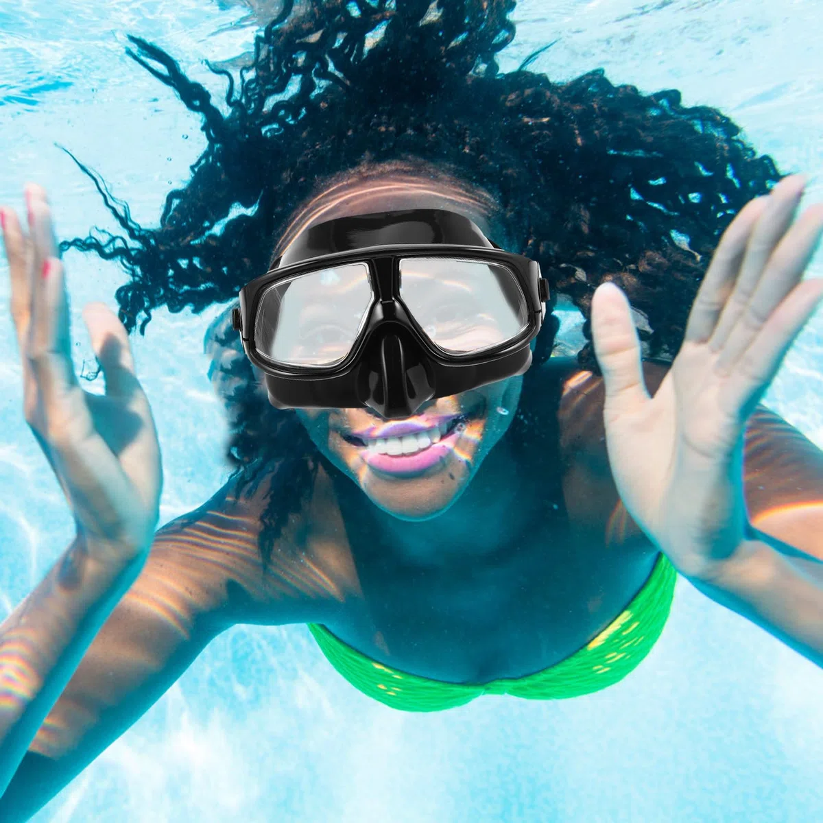 Maschera Subacquea con Coprinaso, Silicone Nero, Adulti | Sistema Cinghia Regolabile, Volume Ridotto per Immersione e Snorkeling, Set per Uso Sportivo