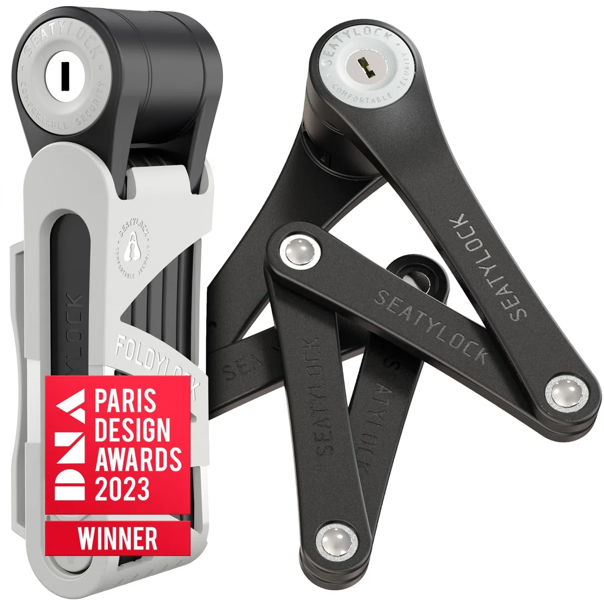FoldyLock - Mini lucchetto pieghevole per bicicletta, leggero, brevettato, antifurto, con chiave, per scooter elettrico e bici da città, 75 cm