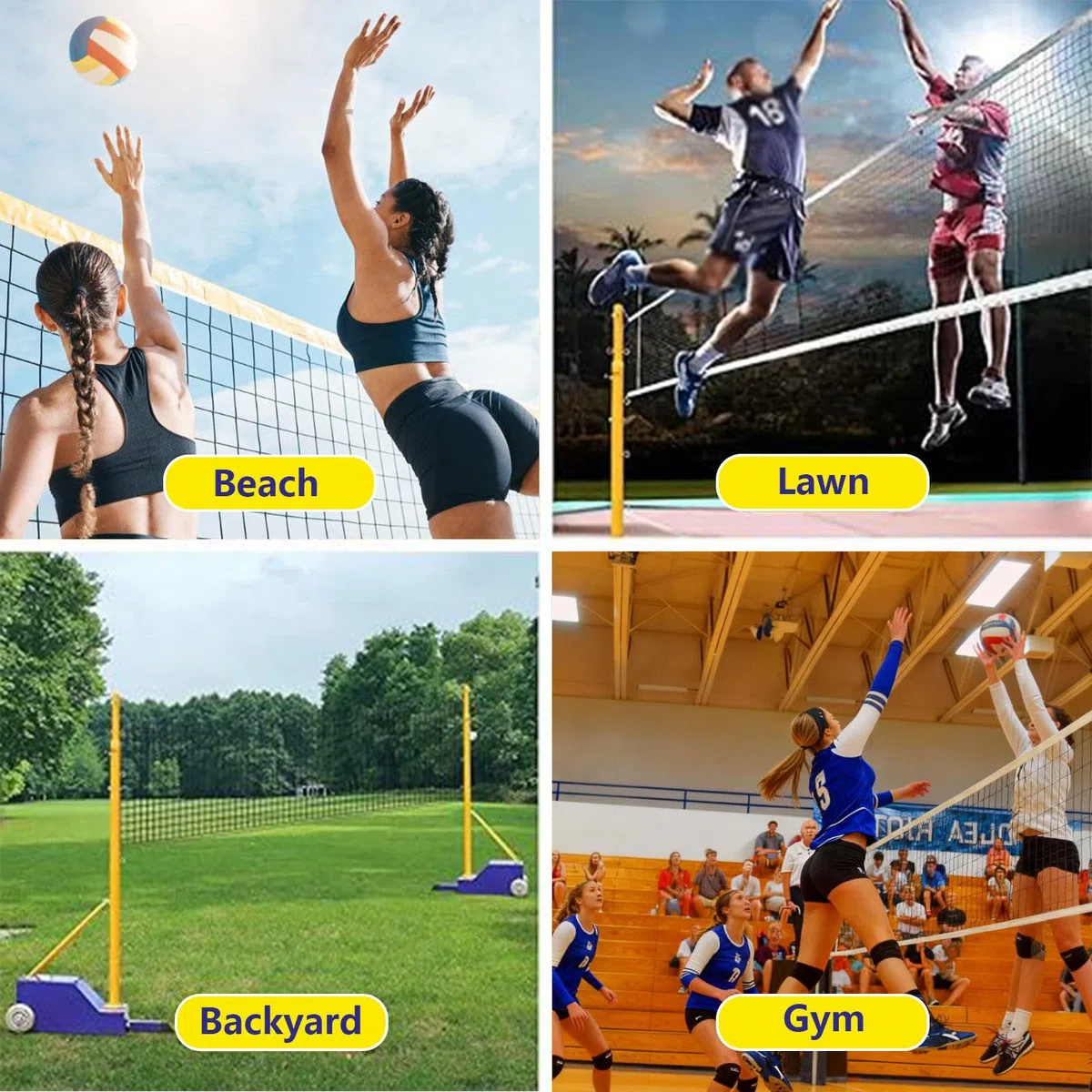 Supporto portatile per sport all'aria aperta con ruote per attrezzatura da allenamento di pallavolo e badminton
