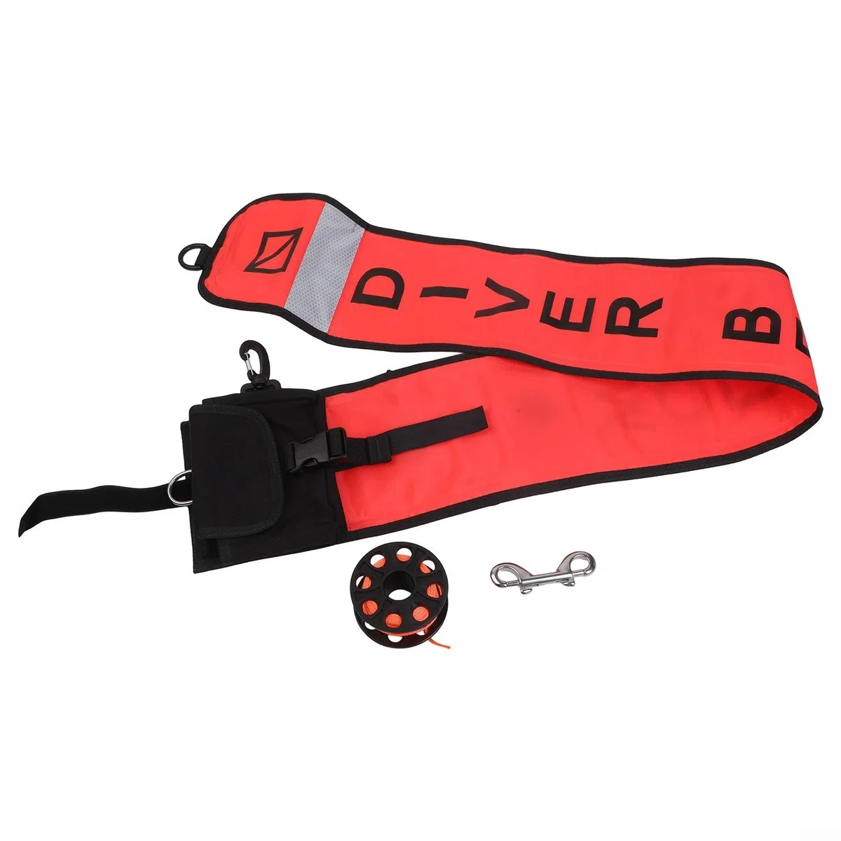 ARA Diving SMB Marker Boa 120X15cm Rosso Nylon Immersione Galleggiante Con Bobina 30M E Snap In Acciaio Inox Per Segnale di Sicurezza Subacquea Strumento di Segnalazione Immersione Tecnica