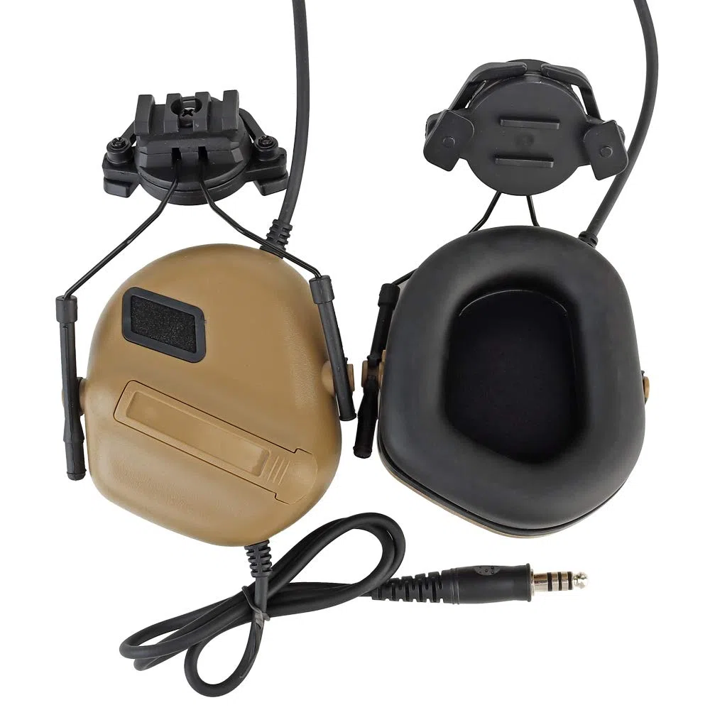 ATAIRSOFT Auricolare tattico Microfono Impermeabile Senza Funzione di riduzione del Rumore Tan