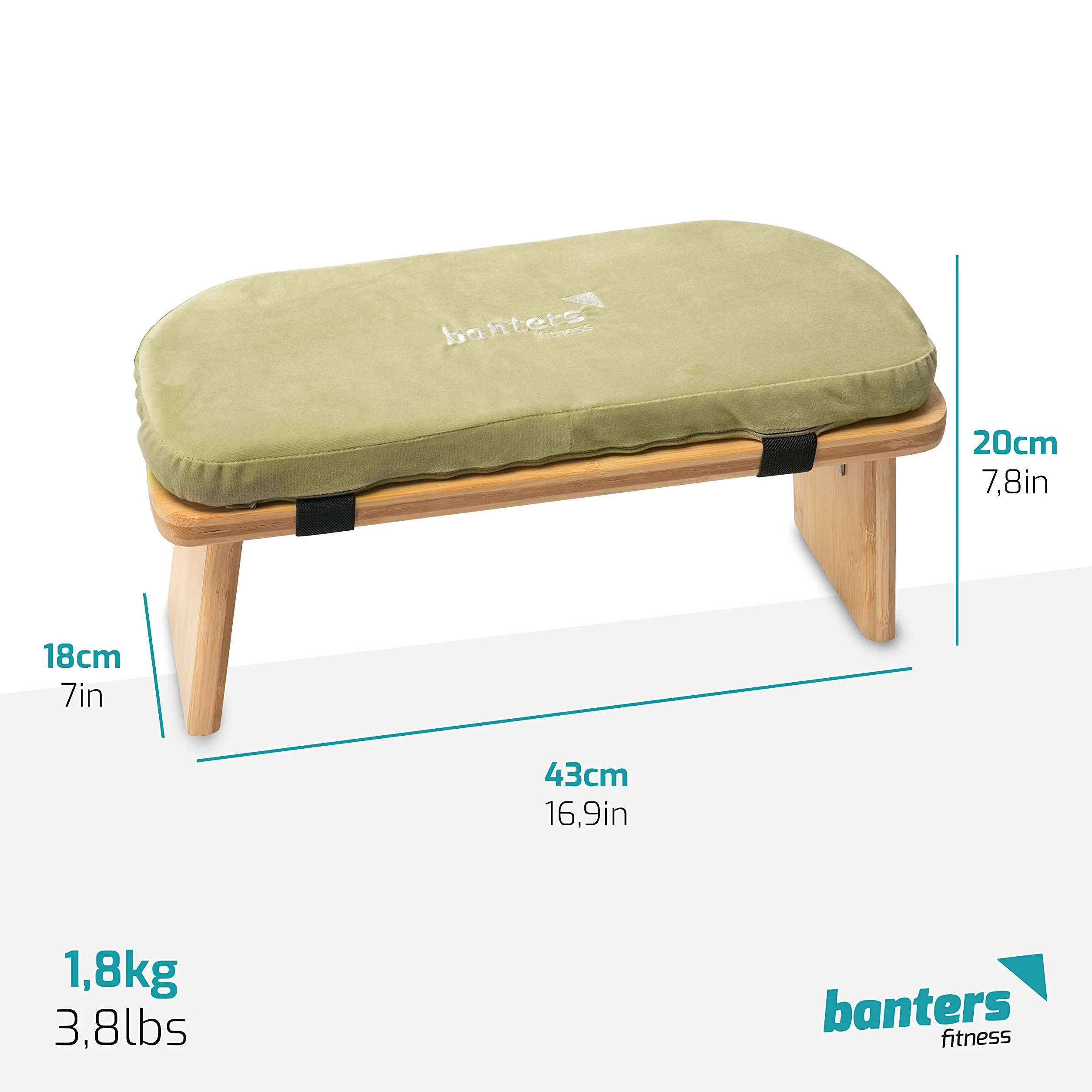 banters Panca da Meditazione - Realizzato in Solido bambù - Sgabello da Yoga Pieghevole con Cuscino