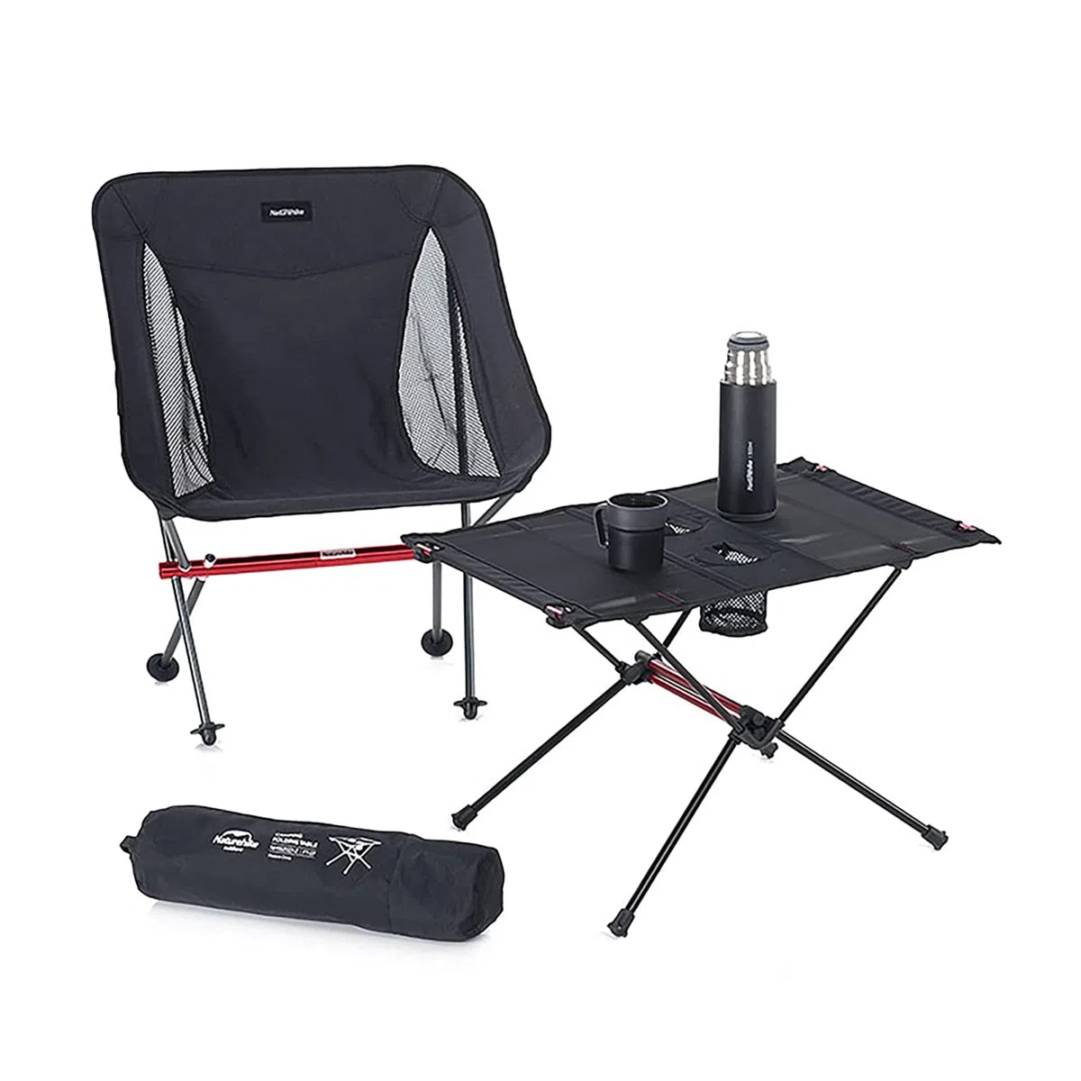 Naturehike Tavolo Pieghevole Tavolo da Giardino Ultraleggero Tavolo da Picnic Portatile da Campeggio All'aperto (Black)