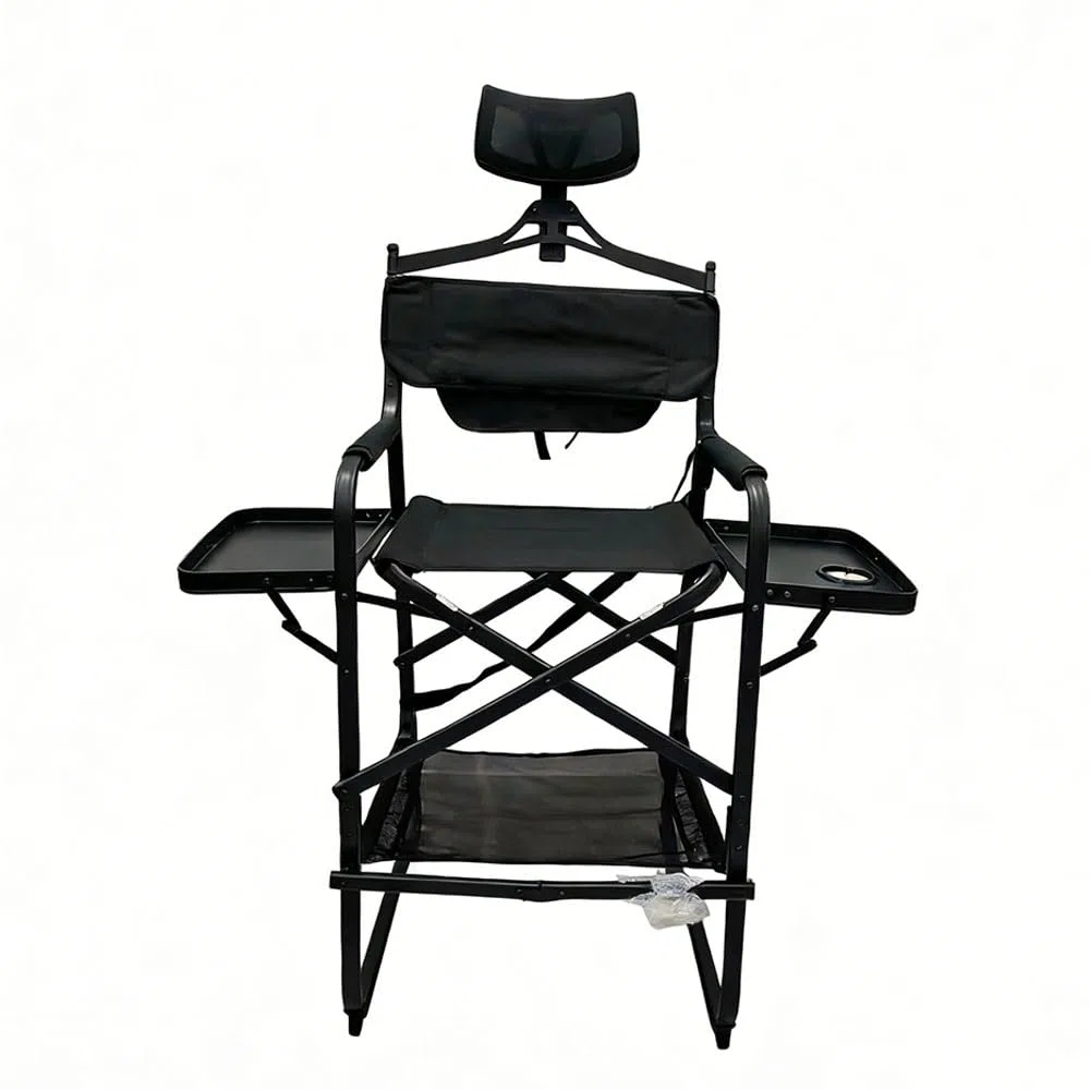 Questa Sedia da Regista Pieghevole e Portatile con tavolino e portabicchieri è Ideale per truccatori, Parrucchieri e per l'uso in Cinema: Un Mobile per Salone di Bellezza Leggero e Robusto.
