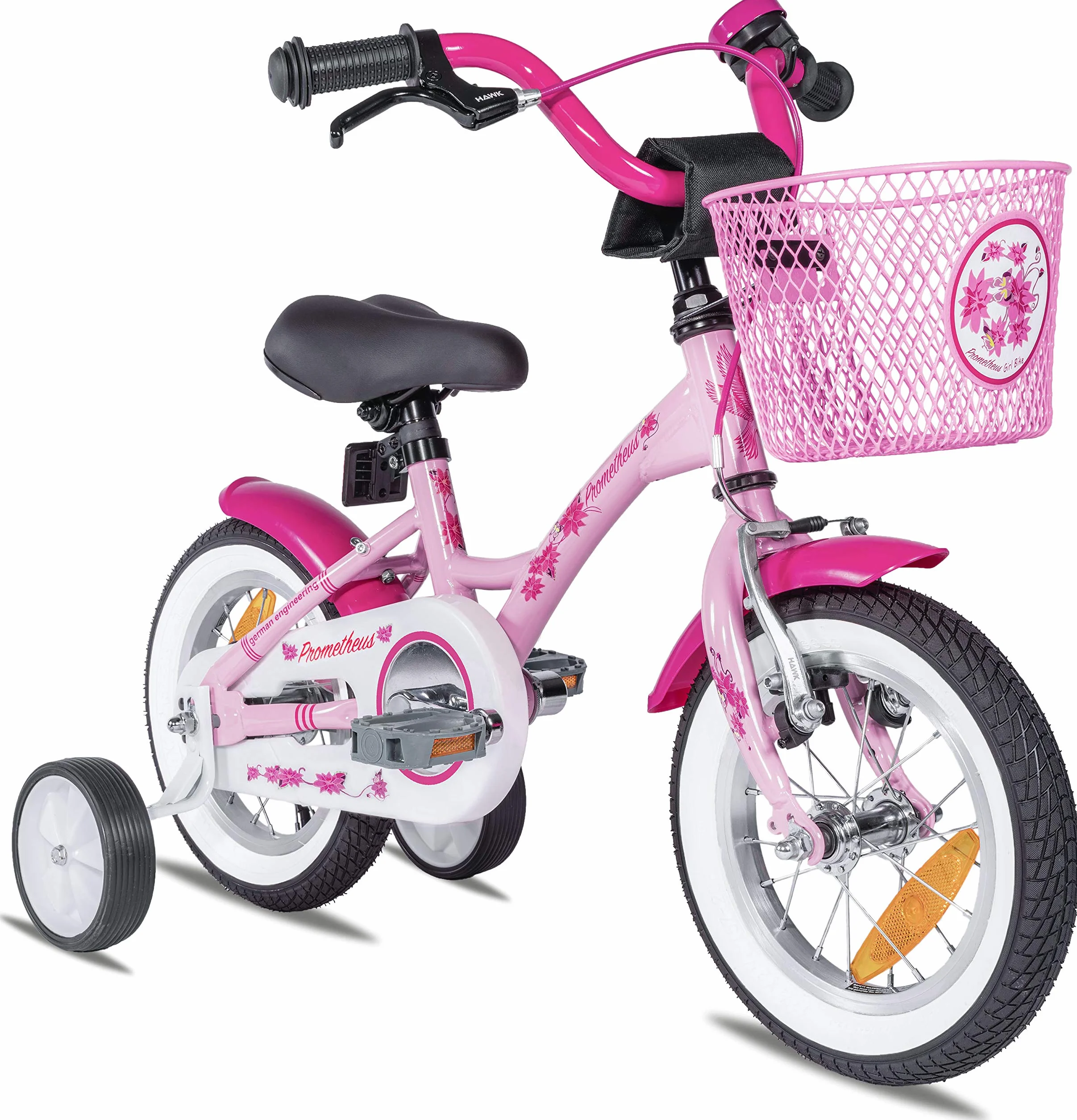 PROMETHEUS BICYCLES bicicletta bambini 3-5 anni bici bambina 3 anni bici bimba 12 pollici con rotelle e freno contropedale Rosa
