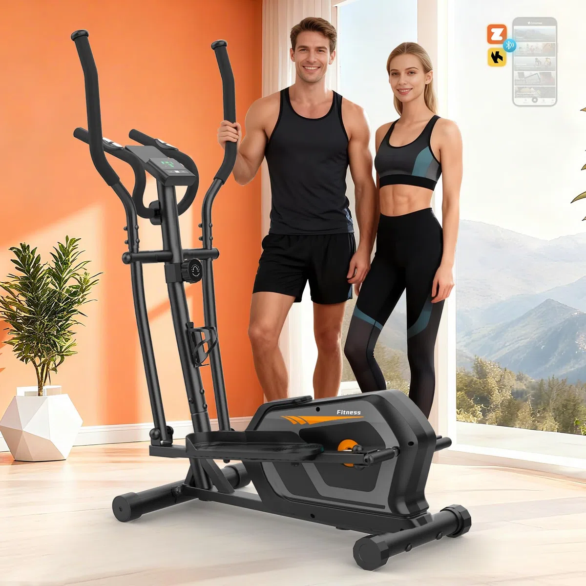Neezee Ellittica,Macchina Ellittiche Magnetica con 16 Livelli di Resistenza,display LCD,Portaborraccia,Pedali antiscivolo,Capacità di Peso fino a 130KG,Cyclette Ellittica da Casa