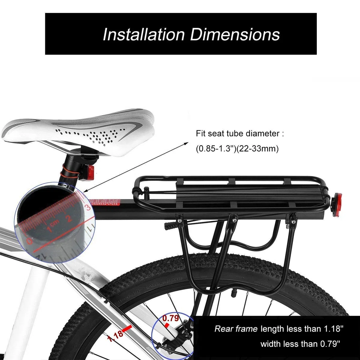 Portapacchi Bici, Alluminio Bici posteriore Rack bicicletta portapacchi ciclismo reggisella Rack Mountain Bike Cargo