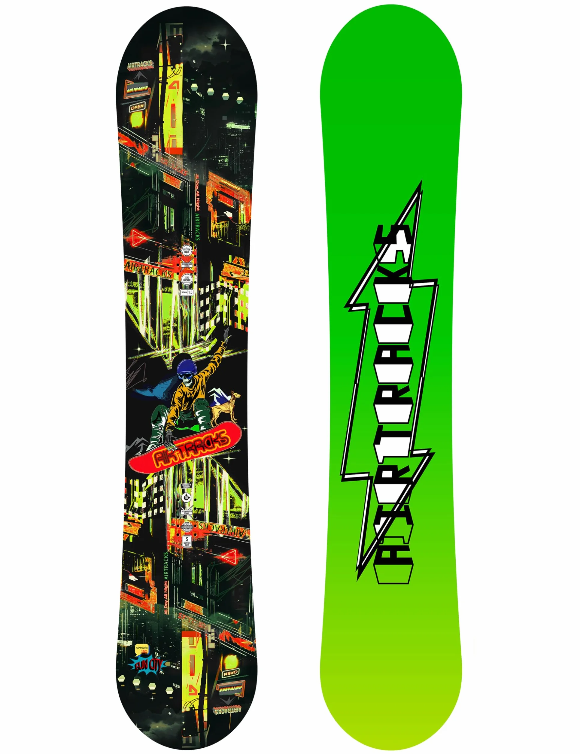 Airtracks Set da snowboard Fun City Carbon Wide Hybrid Rocker + Bindung Master Fastec + Snowboard Bag 150 155 160 cm