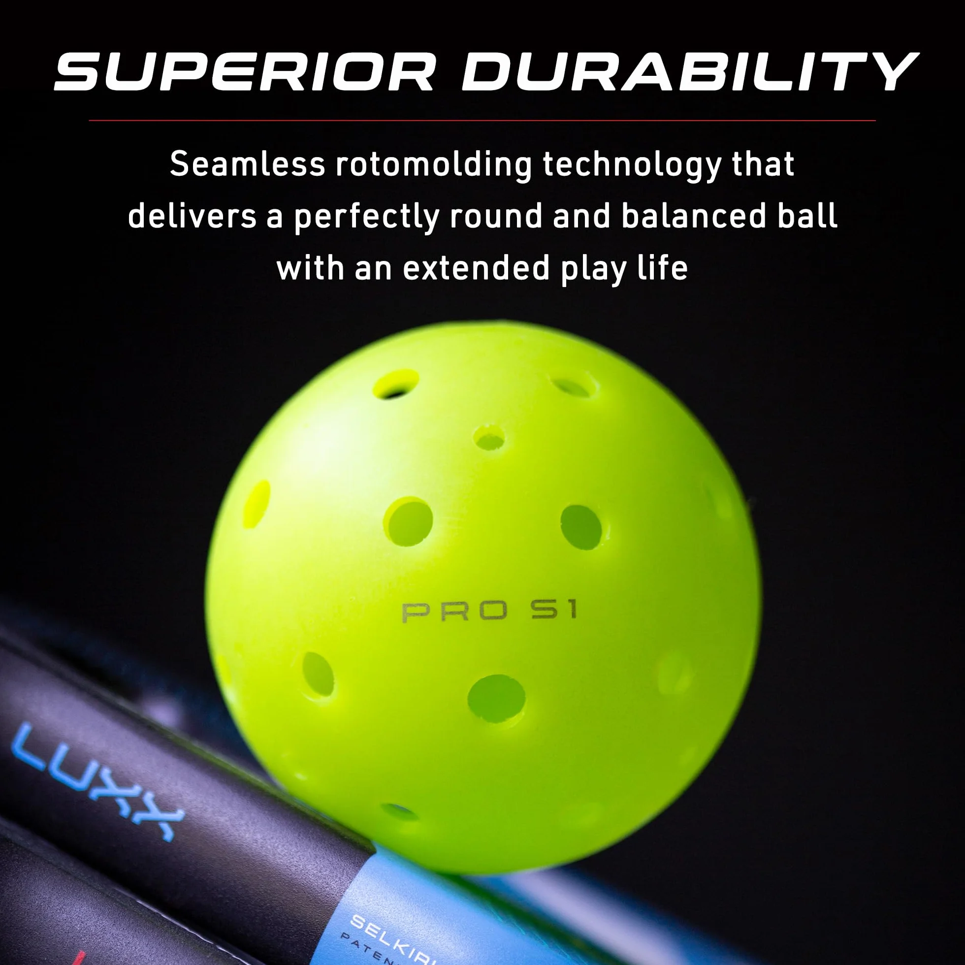Selkirk Sport Pro S1 Palla da pickleball, resistente alle crepe, a 38 fori, per esterni, approvata USAPA, per tornei, aerodinamica avanzata