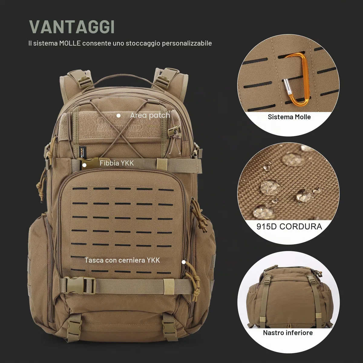 Mardingtop Molle, zaino militare, da trekking, da uomo, da trekking, da trekking, da corsa, per escursioni, alpinismo, sopravvivenza
