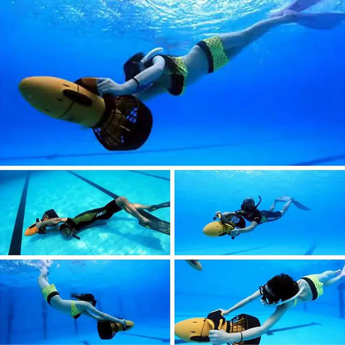 Scooter Elettrico subacqueo da 300 W, Booster sommergibile Portatile per Nuoto, Dispositivo subacqueo con elica ad Acqua per Piscine per Sport Acquatici, Immersioni, Snorkeling e Avventure Marine
