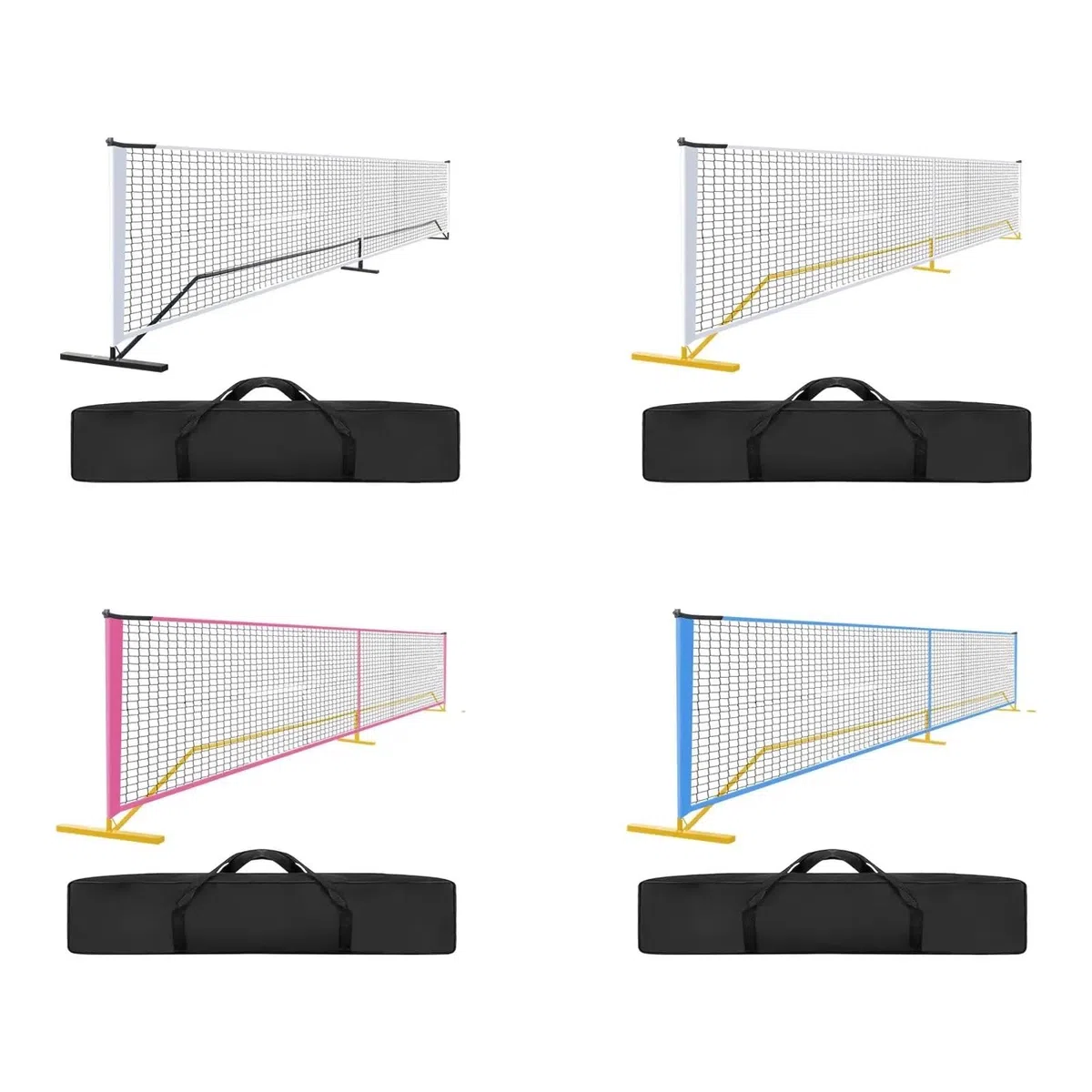 Rete da pickleball Set di rete da pickleball portatile con supporto in metallo, tennis staccabile 22 piedi for campo, vialetto, prato, gioco al chiuso e all'aperto