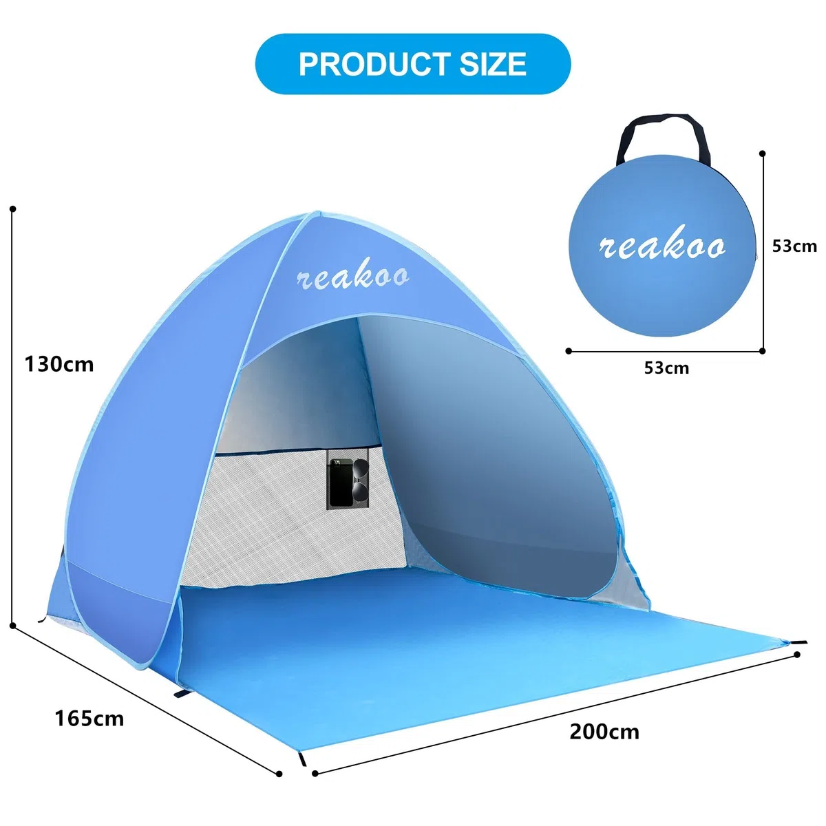 Tenda da Spiaggia Portatile, Protezione Solare UPF 50+ Tenda Spiaggia Pop Up, Automatico Leggero Tenda Mare Spiaggia