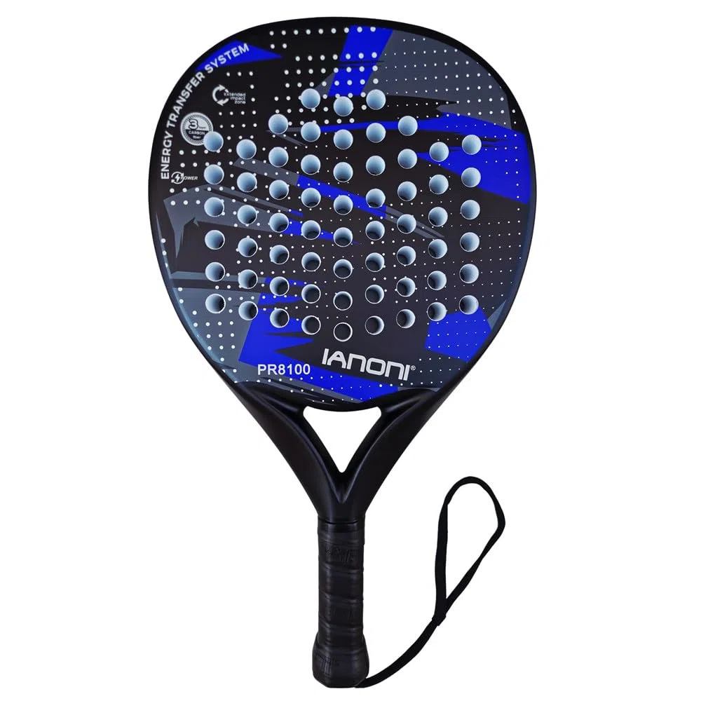 ianoni PR8100 - Racchetta da paddle con borsa per il trasporto, leggera, controllo e potenza con impugnatura comoda, ideale per principianti e giocatori amatoriali, 8100 blu