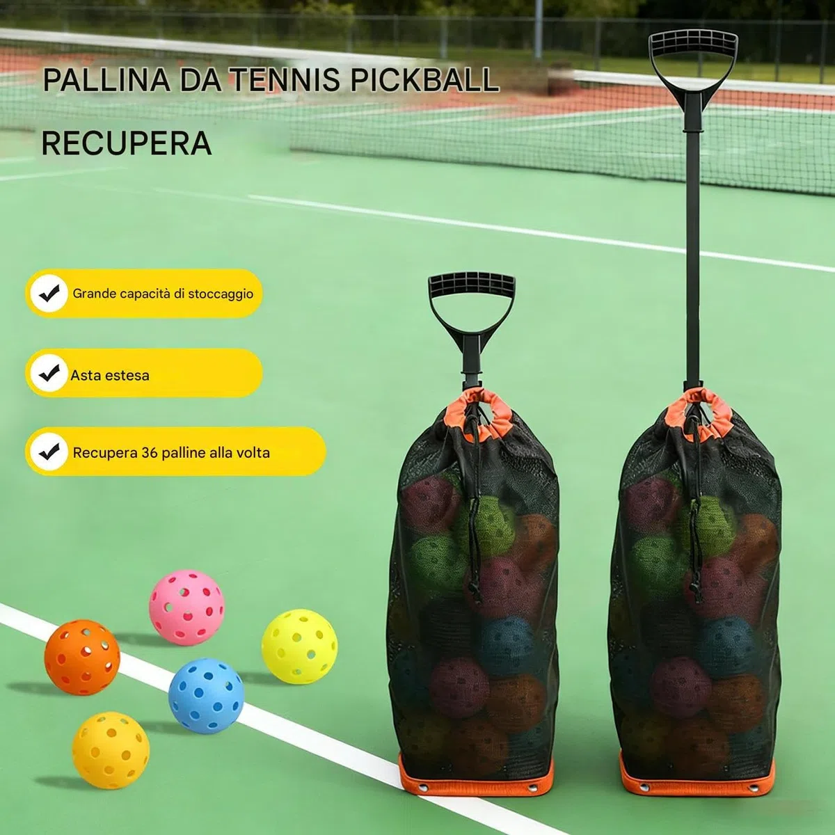 Generico Raccogli Palle da Comodo e con Grande capacità | Cestino per la Cattura delle Palle da Baseball per Uomini Donne Ragazzi Giovani Ciclisti Golfisti
