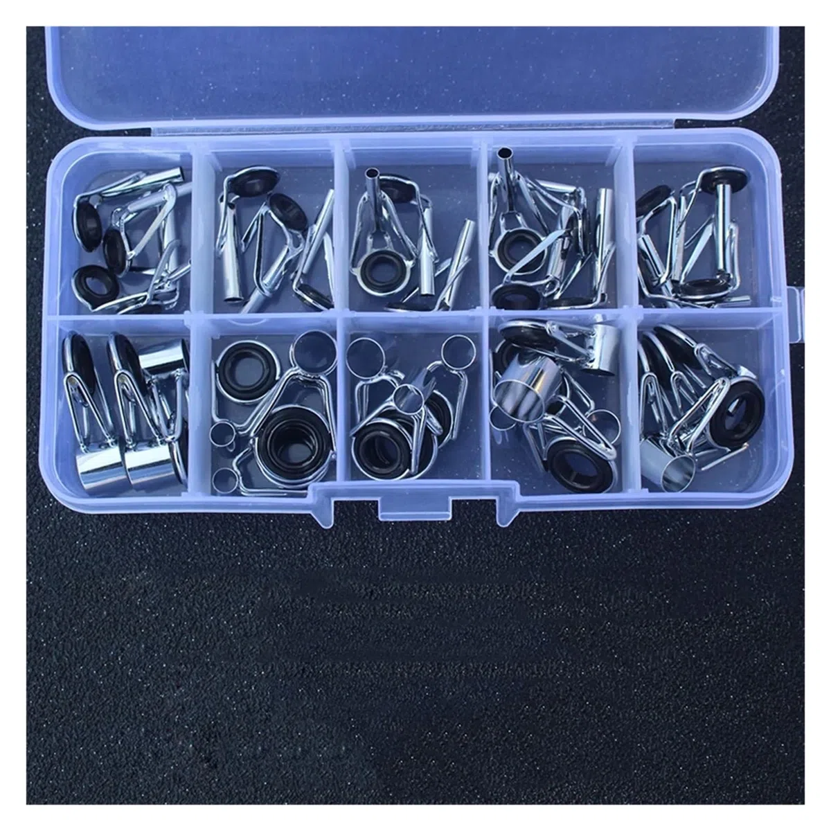 Anelli Canna Da Pesca 36 pz/scatola Kit di riparazione punta guida for canna da pesca Set anello for occhio fai da te telai in acciaio inossidabile anello guida linea TS accessori strumenti