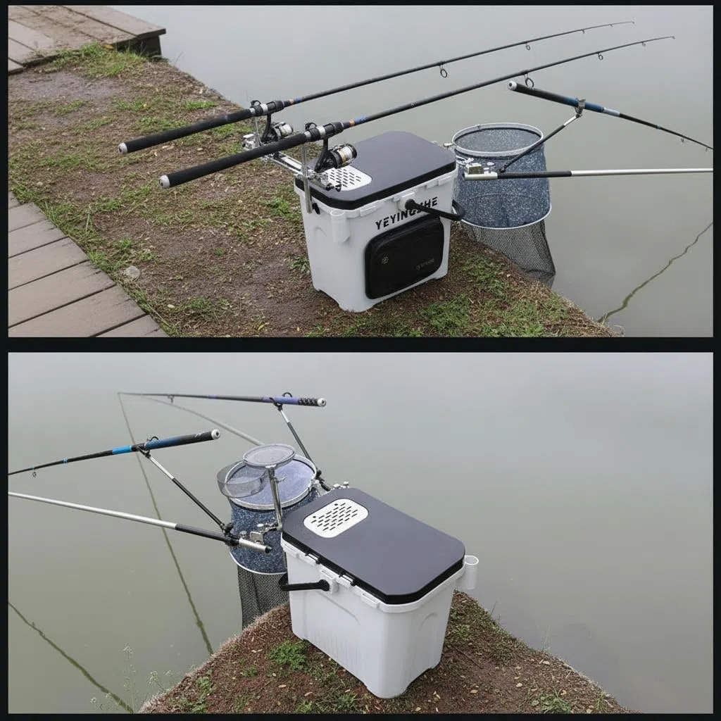 Secchio da Pesca con Seduta, Contenitore Pesca in Plastica, Scatola per Esche da Pesca, Attrezzatura da Pesca