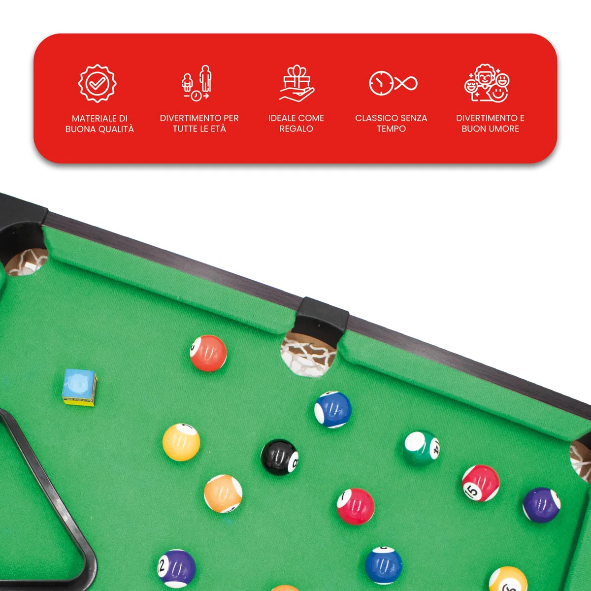 Kyto Mini biliardo da tavolo per bambini e adulti – Tavolo compatto per piscina per casa o in viaggio – Mini tavolo da biliardo per ufficio