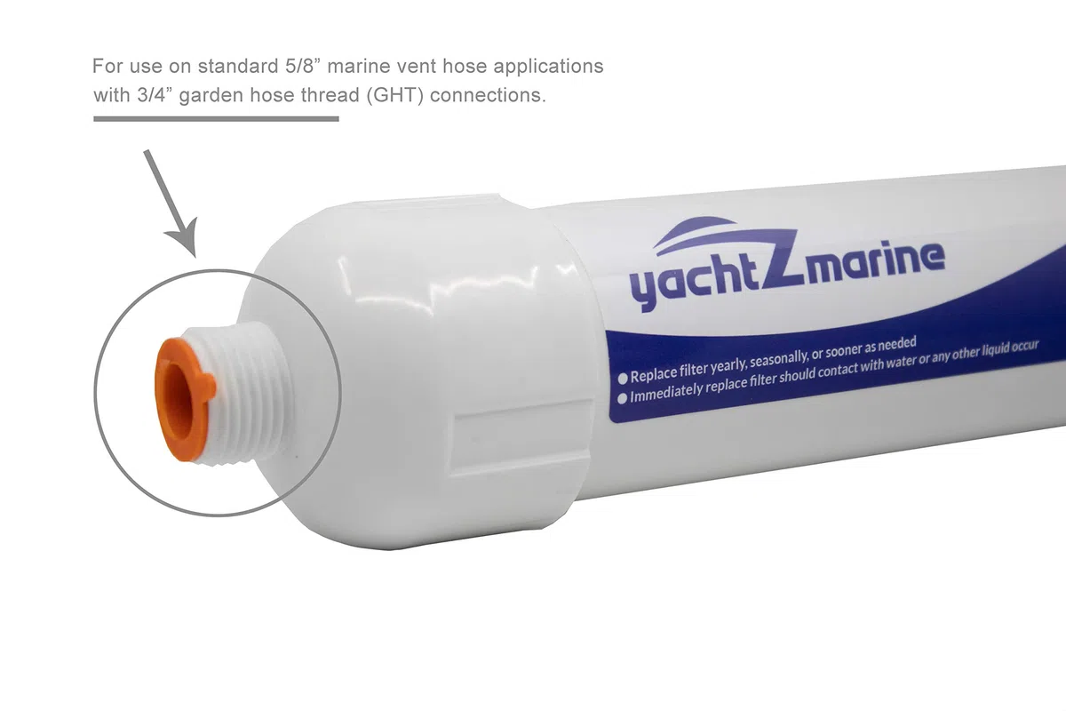 Filtro di sfiato del Serbatoio di Tenuta, Ricambio Diretto per: Dometic, Sealand, Eco, SaniGuard, Filtro di sfiato per Serbatoi marini, 309311002 309310002 (Tubo di sfiato da 5/8" con