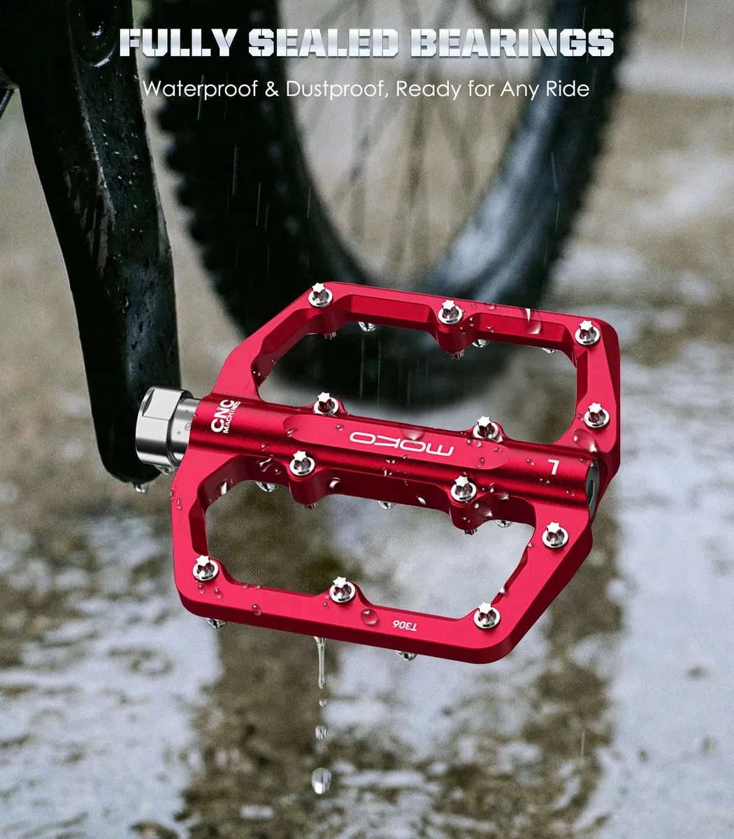 MoKo Pedali per Mountain Bike 2 Pezzi, Pedali per Bici in Alluminio Lavorati a CNC con 3 Cuscinetti Sigillati, 24 Perni Antiscivolo, Facili da Installare, per Biciclette da Strada, BMX, E-Bike