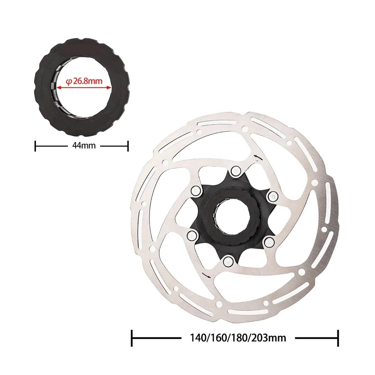 Rotori di bloccaggio del disco centrale freno della bicicletta in acciaio ad alta resistenza da 1,8 mm for bici