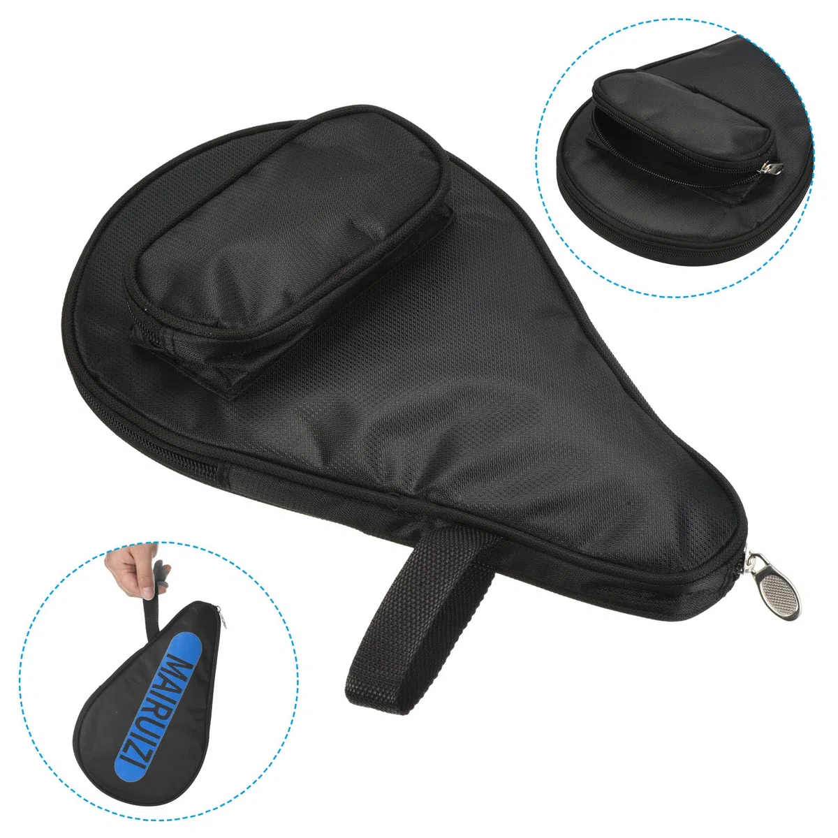 PATIKIL Ping Pong Racchetta Custodia, 2pz Ping Pong Racchetta Custodia Morbido Copertura Contenitore Borsa Zucca Forma per Sport Accessori, Nero