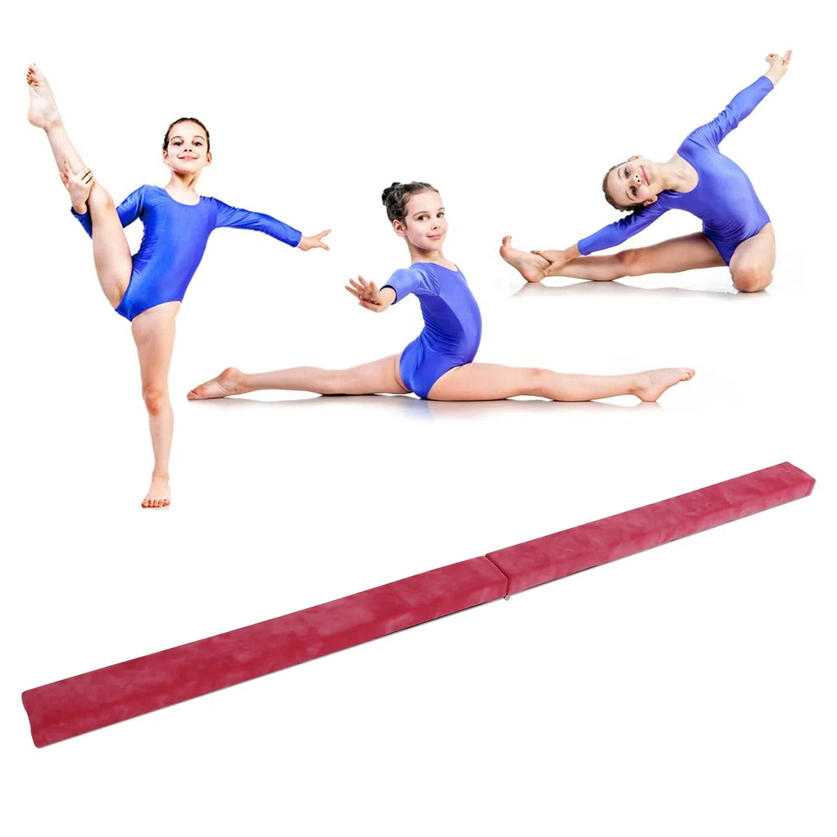 U`King Trave Pieghevole per Ginnastica, 2,1 m, 220 libbre, in Finta Pelle Scamosciata, Pieghevole, Ginnastica, Allenamento, Equilibrio, per Bambini, casa, Palestra, Allenamento, Sport