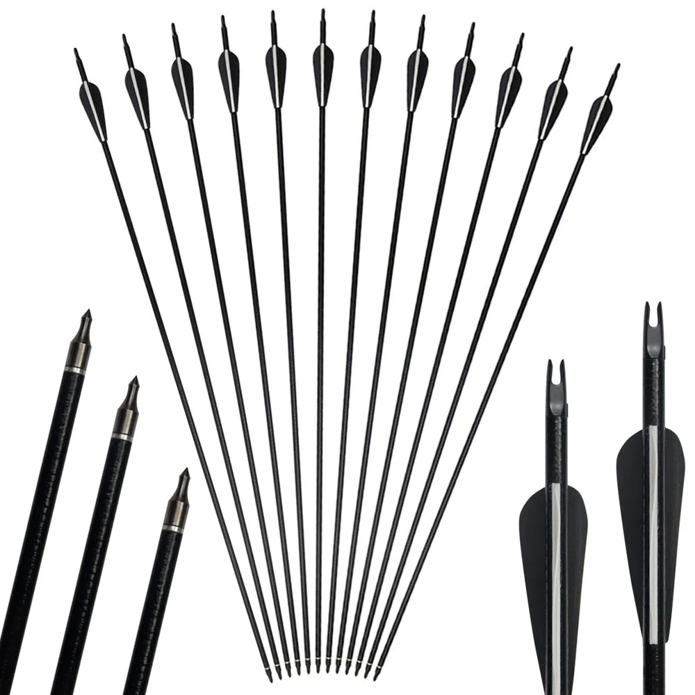 3Z Archery 12 Pacco 31 Pollici Frecce per cacciavite di Ricambio in vetroresina per Caccia con L'Arco da tiro per 20-55lbs Arco Compound e ricurvo