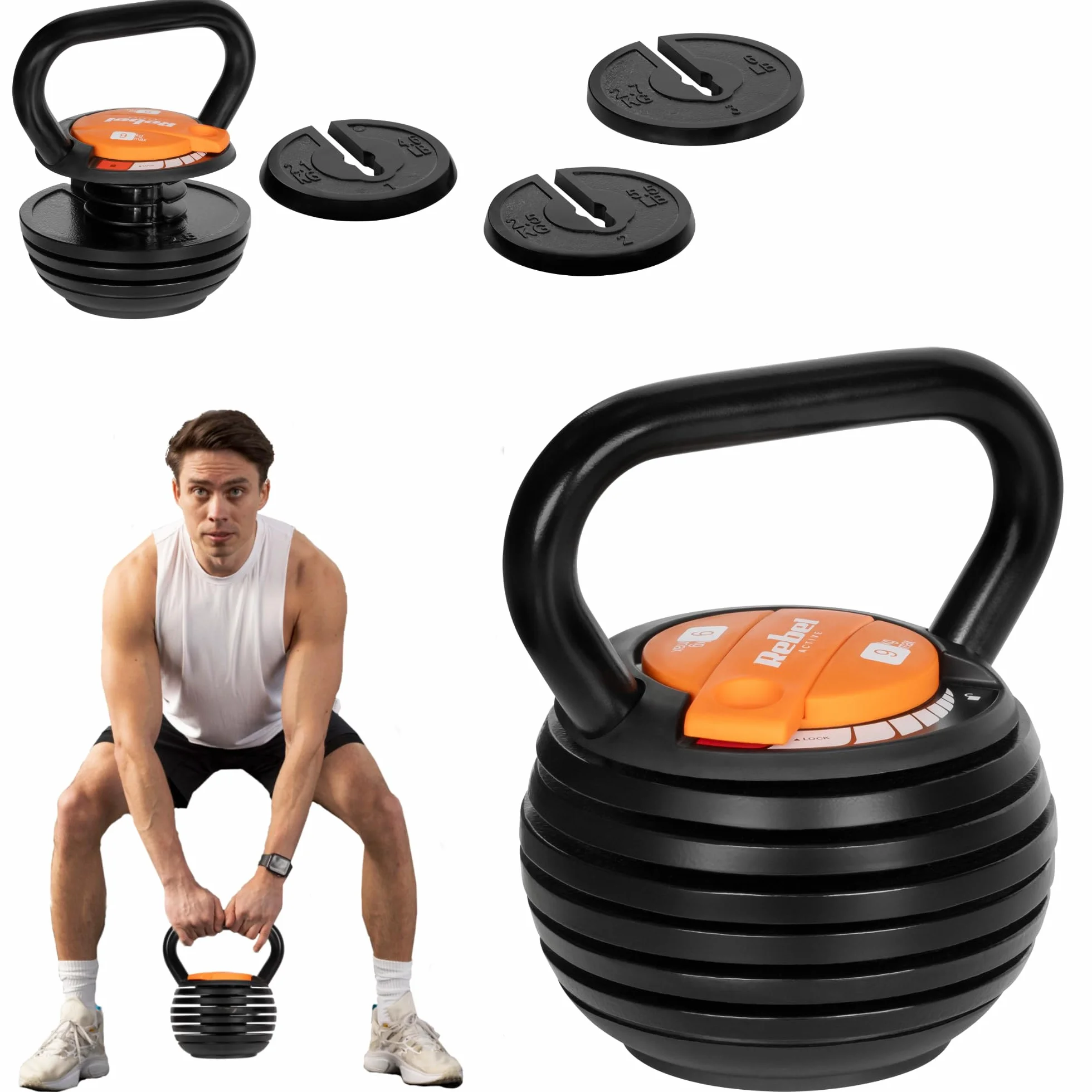 Rebel Kettlebell Ghisa Automatico Regolabile 9 kg RBA-2324-9
