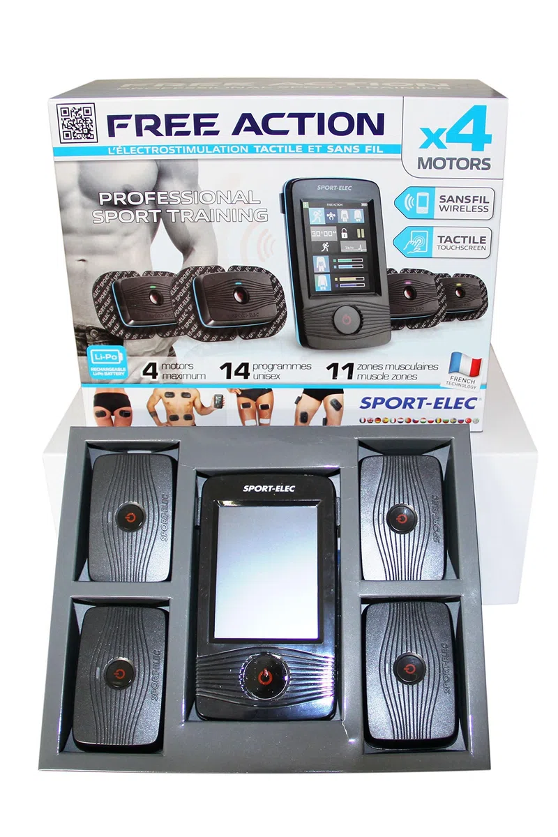 Sport-Elec Free Action Elettrostimolatore Senza Fili, 4 Motori, Blu