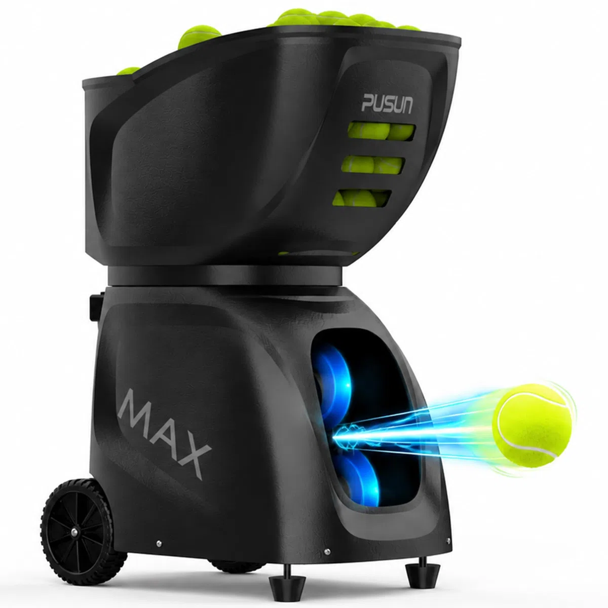 PUSUN PT-MAX C Flagship Tennis & Padel Ball Machine: App Control, 12 modalità di allenamento, oscillazione interna, 87 MPH, batteria 8H, capacità 120 palline, per tennis e padel per professionisti e