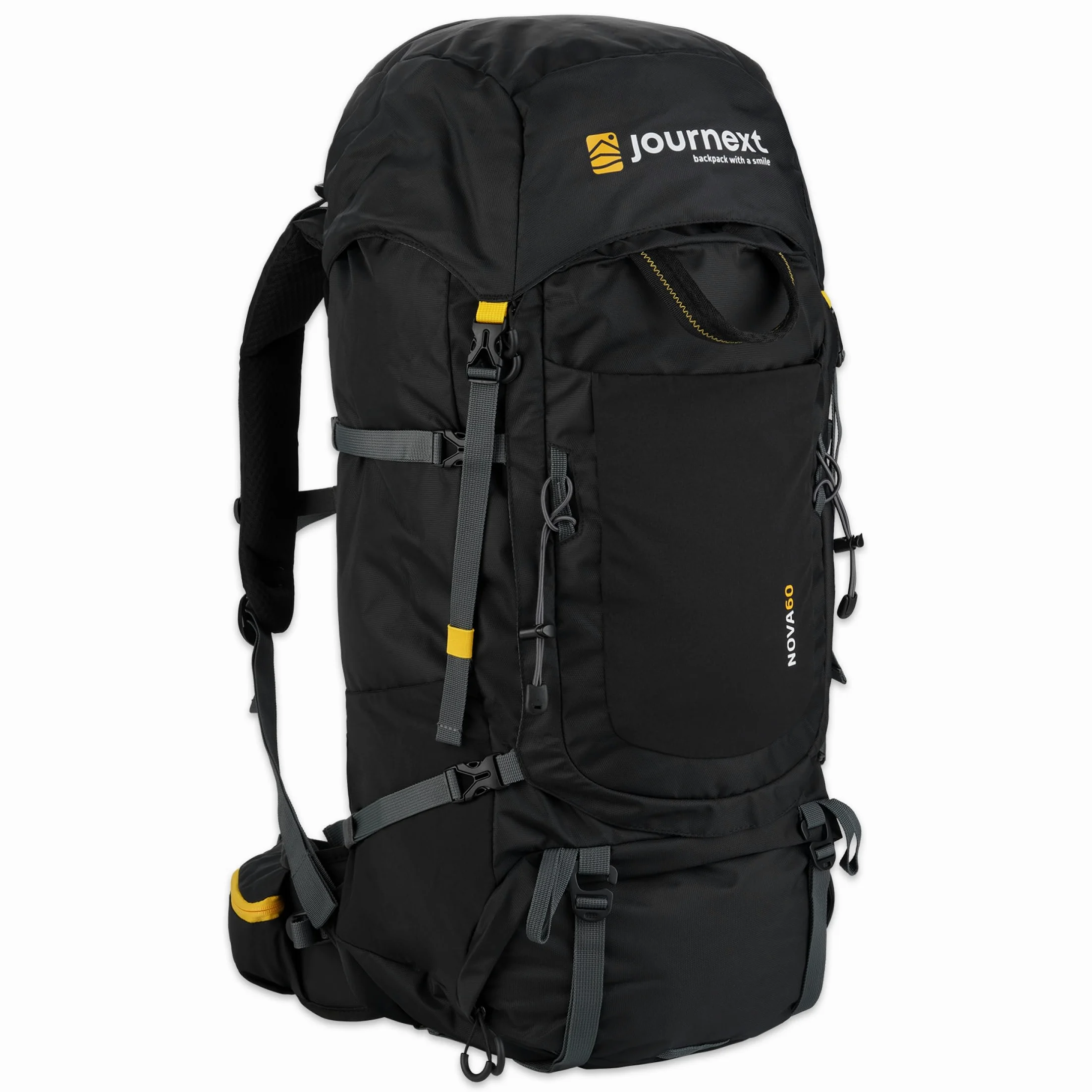 Journext NOVA Zaino da Viaggio 60+10 L | Trekking e Interrail Con Apertura Frontale e Superiore | Campeggio 60 Litri