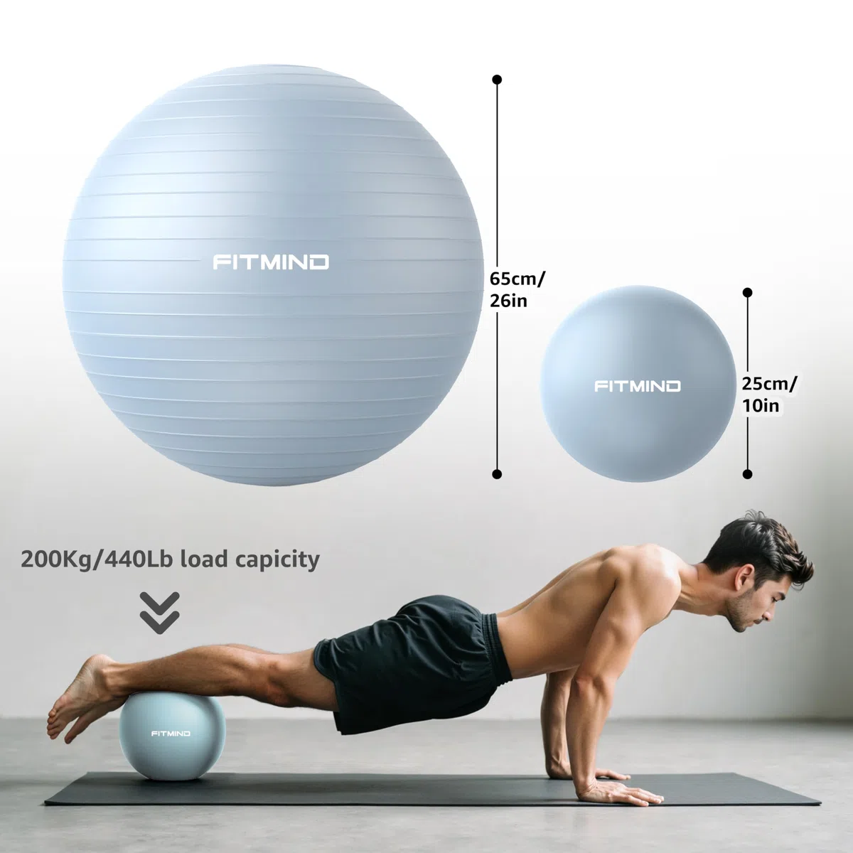 Set di palline da yoga - 65 cm e 25 cm (blu)