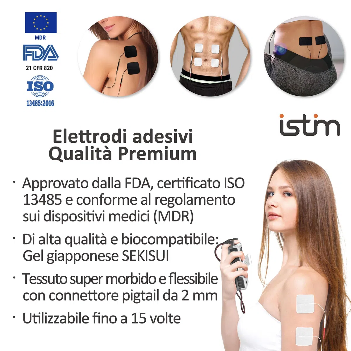 iSTIM EV-804 TENS/EMS Unità combinata a 2 canali - Stimolatore muscolare per sollievo dal mal di schiena, gestione del dolore e rafforzamento muscolare - 7 modalità, 24 programmi (8 elettrodi inclusi)