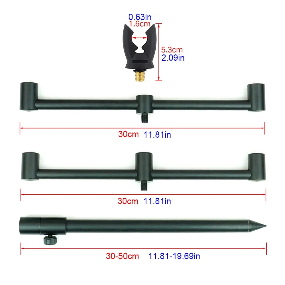 Hirisi Tackle Set di supporto per canne da pesca in alluminio per 3 canne con borsa per il trasporto e teste di supporto per canna (FBA-KT-1670)