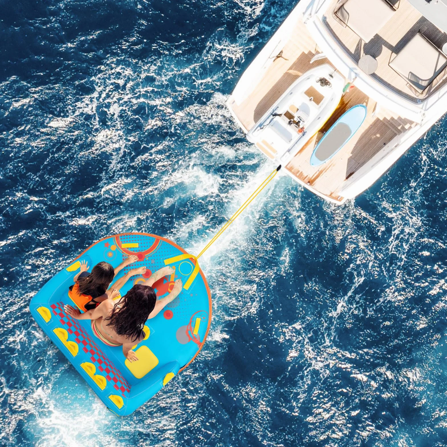 HOMASIS Boa barca gonfiabile in nylon per 3 persone carico 300 kg, galleggiante trainato gonfiabile con rimorchio copertura per nautica da diporto, 193 x 189 x 82 cm