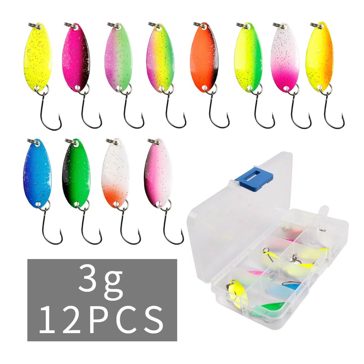 Set di Esche da Pesca Esca da Pesca in Metallo for Lago Mare Carpa Spigola Wobbler Mini Spinner Trota Jig Scatola Rigida Kit Accessori