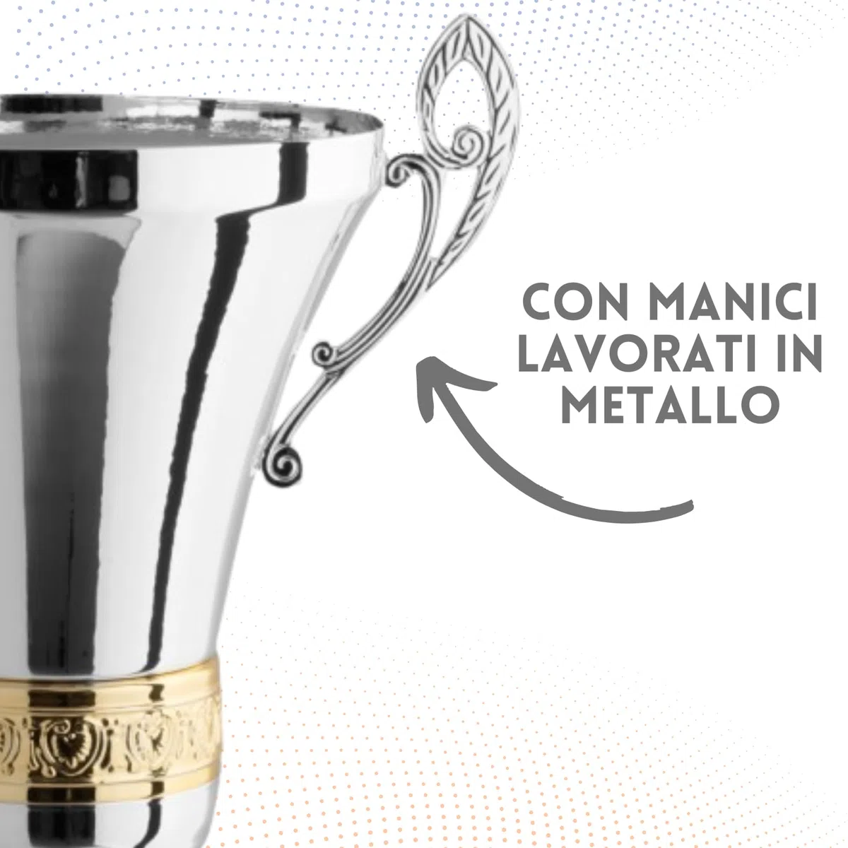 Coppa Trofeo Personalizzabile con Manici Fregio Dorato in Metallo Calcio, Fantacalcio, Tennis, Padel, Basket Premiazioni Sportive ed Eventi con Targhetta Personalizzata cod 1.091