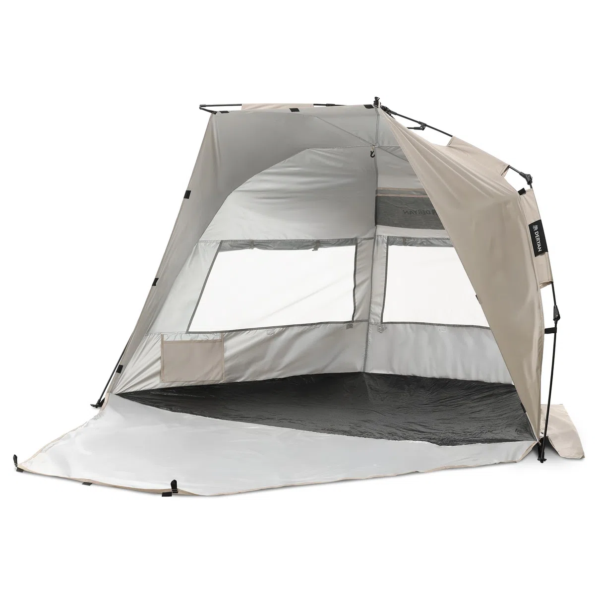 DERYAN Up-to-Go - Tenda da spiaggia pop-up per bambini, protezione dai raggi UV UPF 50+ e protezione dal vento, compatta e pieghevole, per 4 persone, montata in 1 secondo, colore: argento
