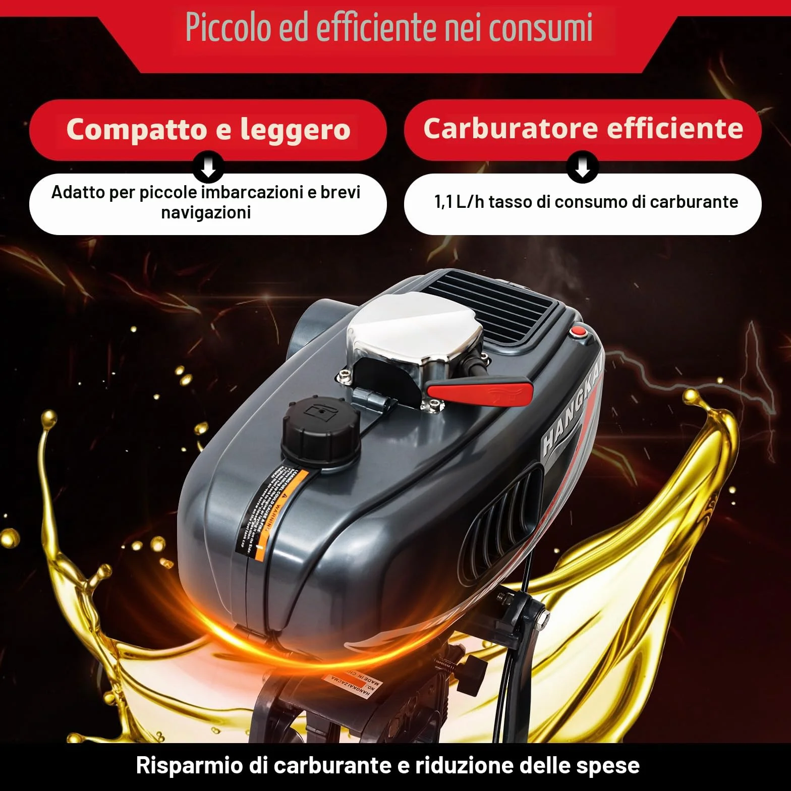 Motore Fuoribordo A 2 Tempi CDI Con Raffreddamento Ad Acqua, 2,5 Kw, Semi-Raffreddato Ad Aria, Controllo Pinne